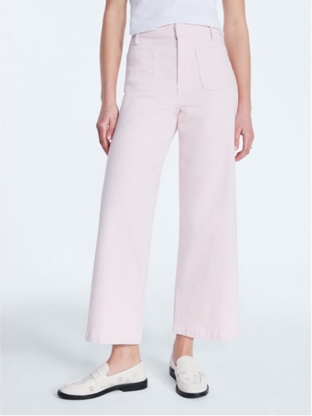 Free Assembly High Rise Cropped Patch Pocket Seersucker Pants, 26" inseam
